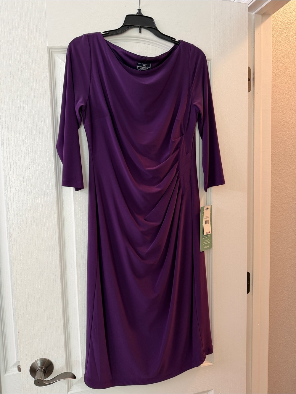American Living Purple Draped Midi Dress